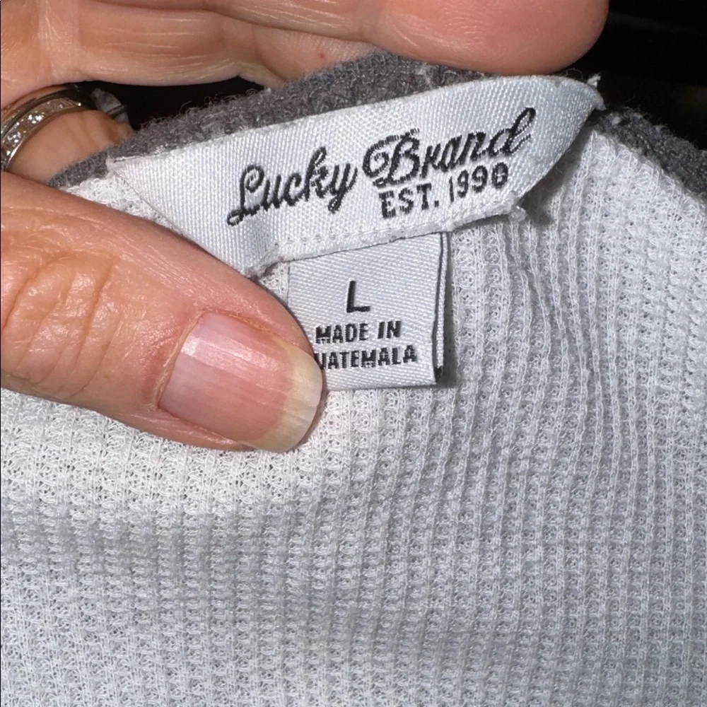 Lucky Brand Charcoal and Cream Long Sleeve Tee - Picture 5 of 5